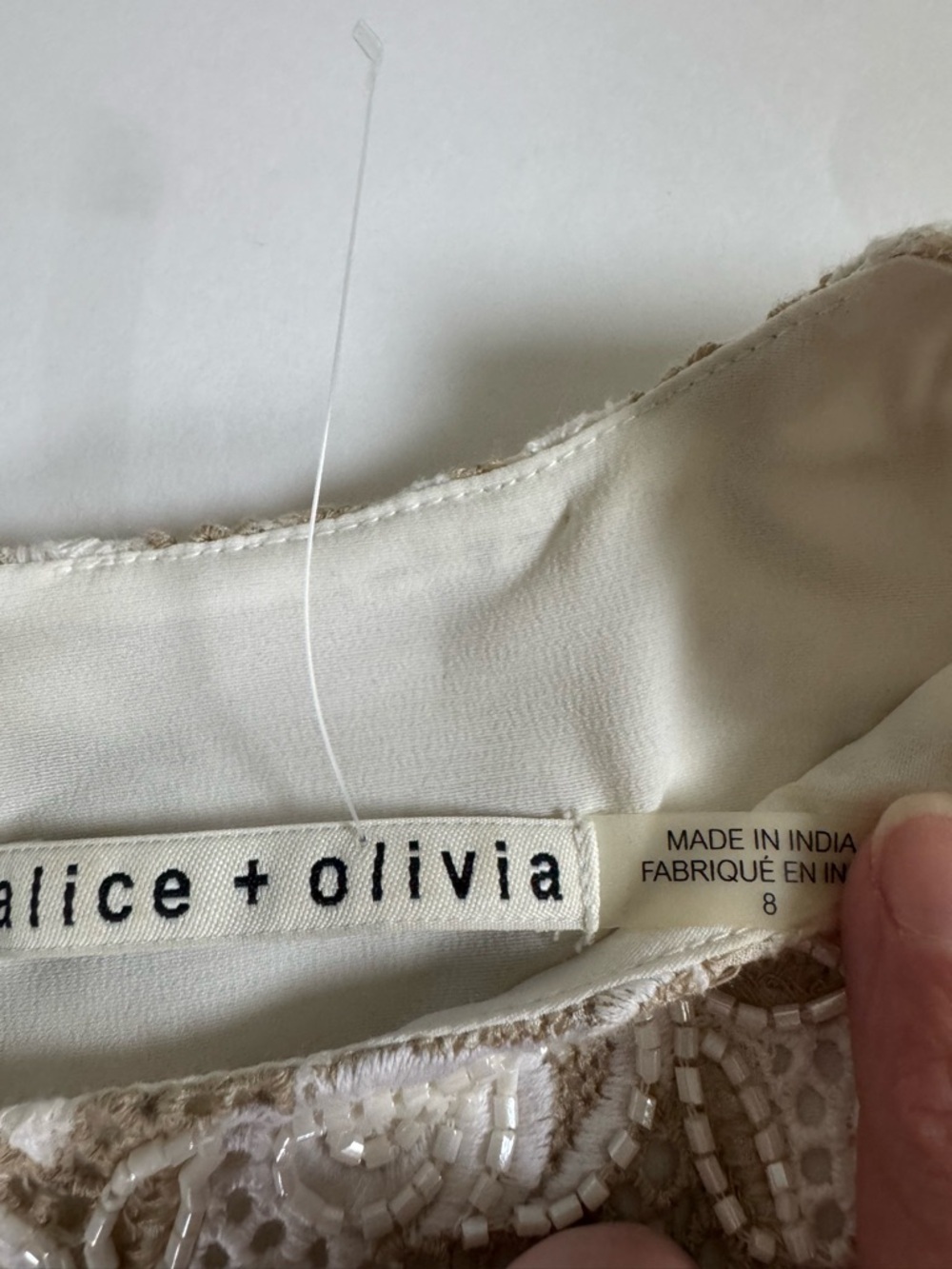 Alice And Olivia Lizzy Shift Dress Embellished Cream Off White - Picture 4 of 6